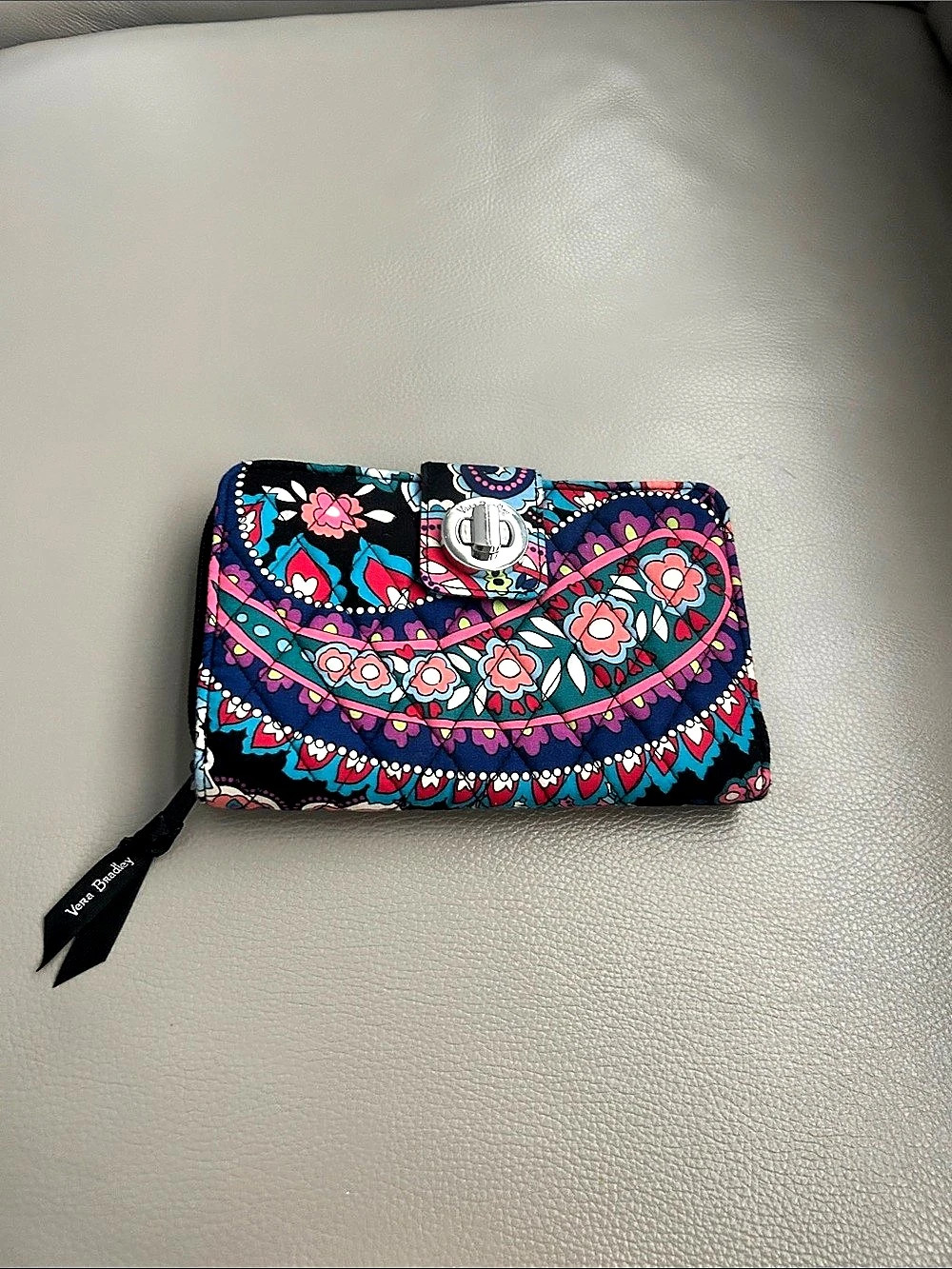 Vera Bradley RFID Turnlock Wallet Blue & Pink
